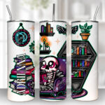 dead reader skeleton bookish gothic 20oz straight tumbler