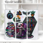 dead reader skeleton bookish gothic 20oz straight tumbler