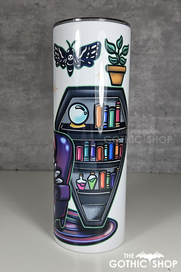 dead reader skeleton bookish gothic 20oz straight tumbler