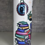 dead reader skeleton bookish gothic 20oz straight tumbler