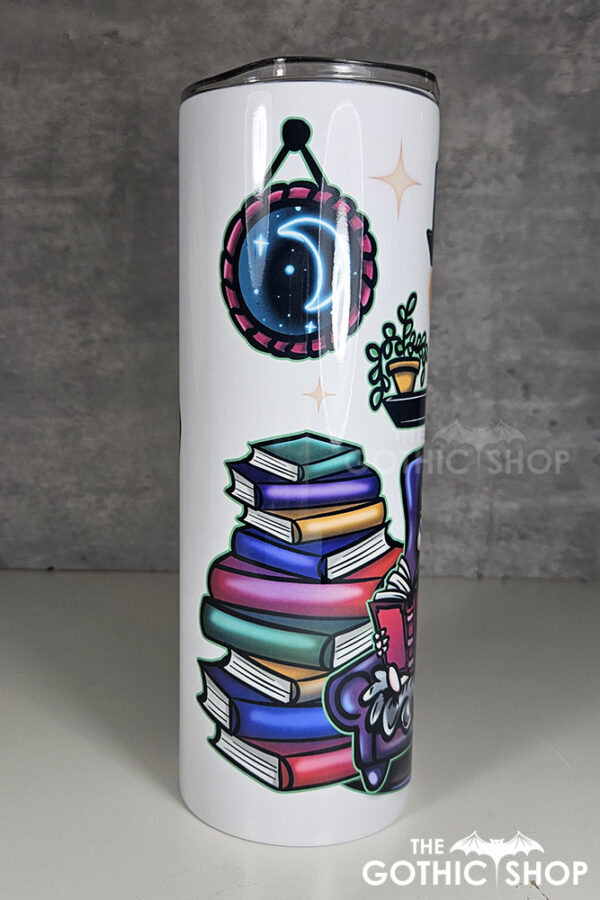 dead reader skeleton bookish gothic 20oz straight tumbler