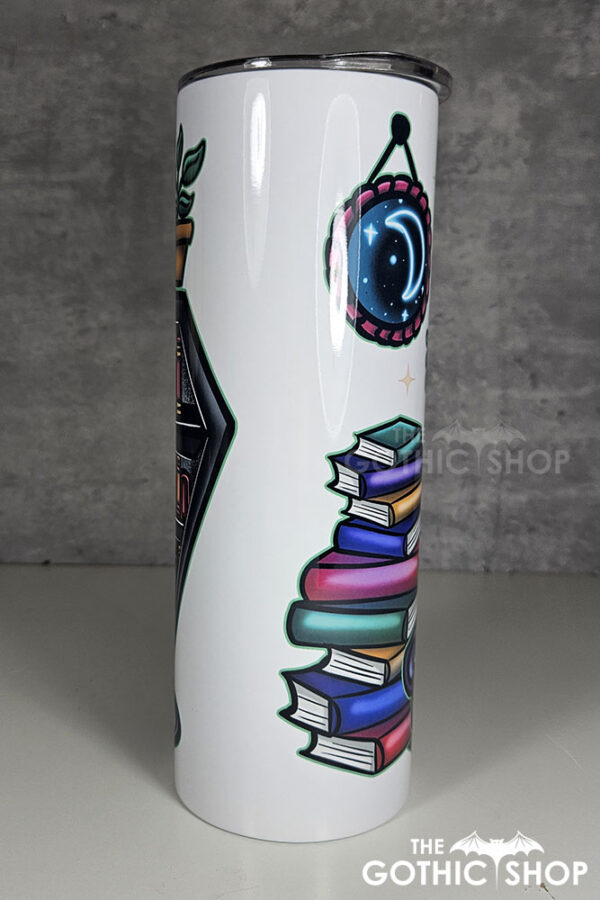 dead reader skeleton bookish gothic 20oz straight tumbler