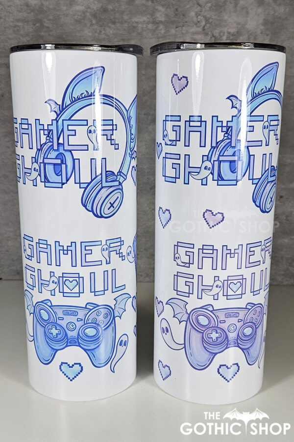 gamer ghoul pink and blue gothic 20oz straight tumbler