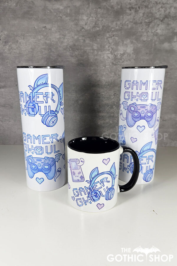 gamer ghoul pink and blue gothic 20oz straight tumbler