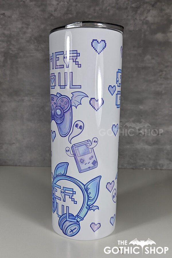gamer ghoul pink and blue gothic 20oz straight tumbler