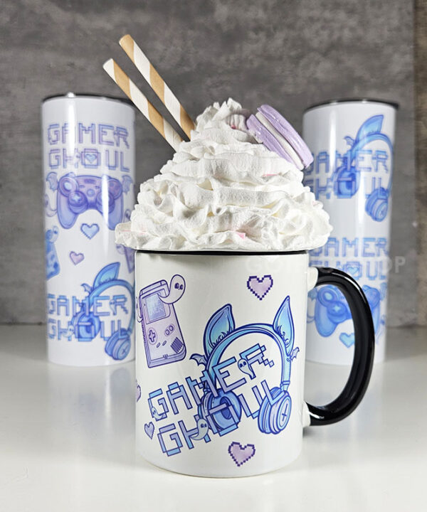 gamer ghoul pastel pink and blue gothic mug gift