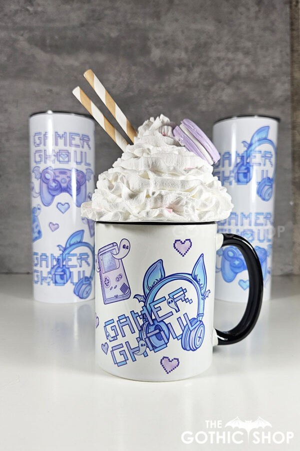 gamer ghoul pastel pink and blue gothic mug gift