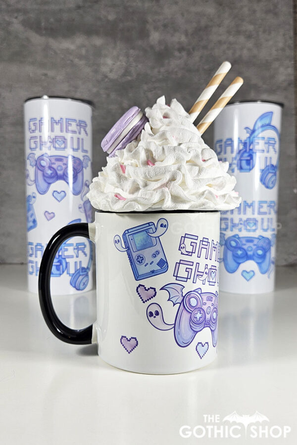 gamer ghoul pastel pink and blue gothic mug gift