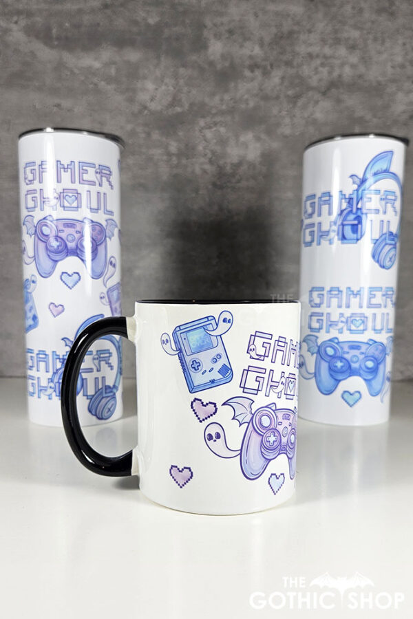 gamer ghoul pastel pink and blue gothic mug gift