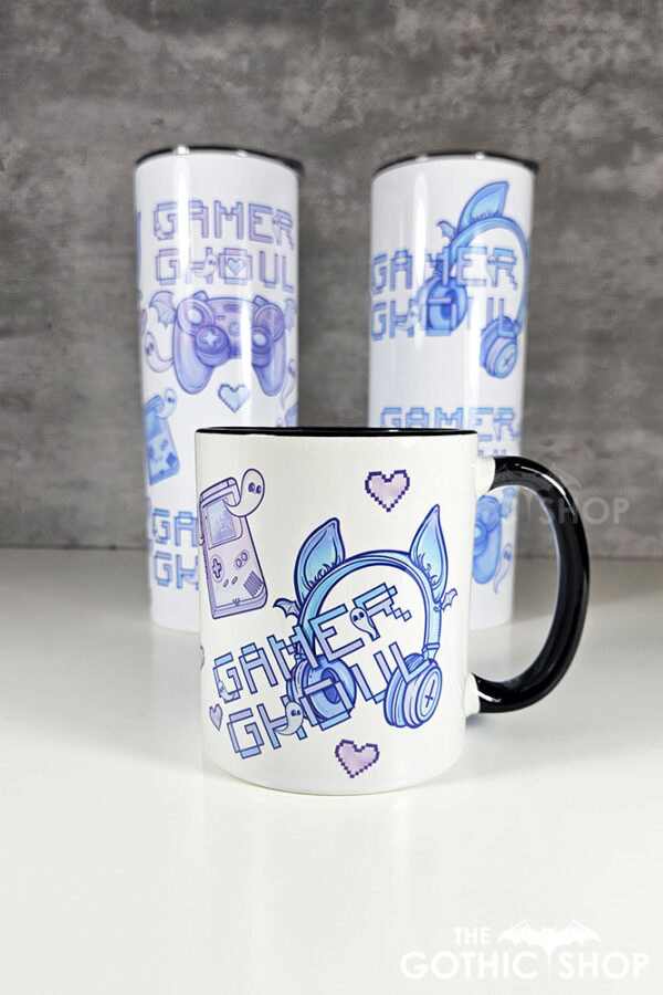 gamer ghoul pastel pink and blue gothic mug gift
