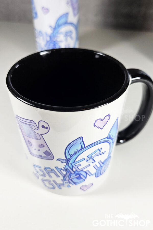 gamer ghoul pastel pink and blue gothic mug gift