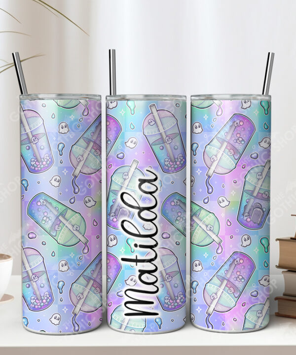 haunted boba ghost bubble tea pastel gothic 20oz straight tumbler