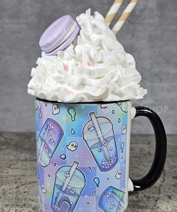 haunted boba ghost bubble tea pastel pink and blue gothic mug gift