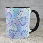 haunted boba ghost bubble tea pastel pink and blue gothic mug gift