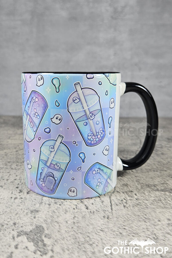 haunted boba ghost bubble tea pastel pink and blue gothic mug gift