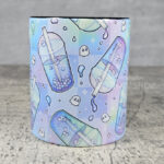haunted boba ghost bubble tea pastel pink and blue gothic mug gift