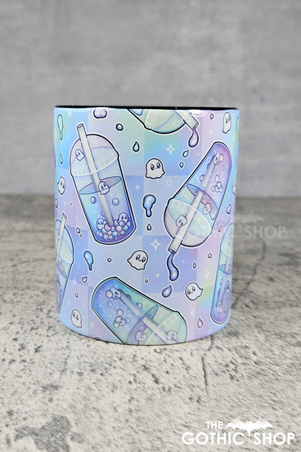 haunted boba ghost bubble tea pastel pink and blue gothic mug gift
