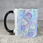 haunted boba ghost bubble tea pastel pink and blue gothic mug gift