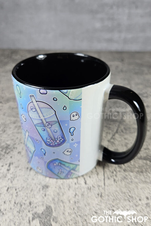 haunted boba ghost bubble tea pastel pink and blue gothic mug gift