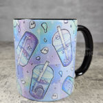 haunted boba ghost bubble tea pastel pink and blue gothic mug gift