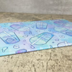 haunted boba ghost bubble tea pastel glass chopping board or worktop protector