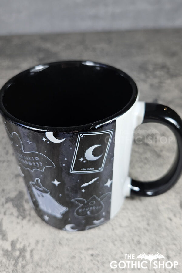 kawaii witchy ghosties ouija bats grey stripe gothic mug