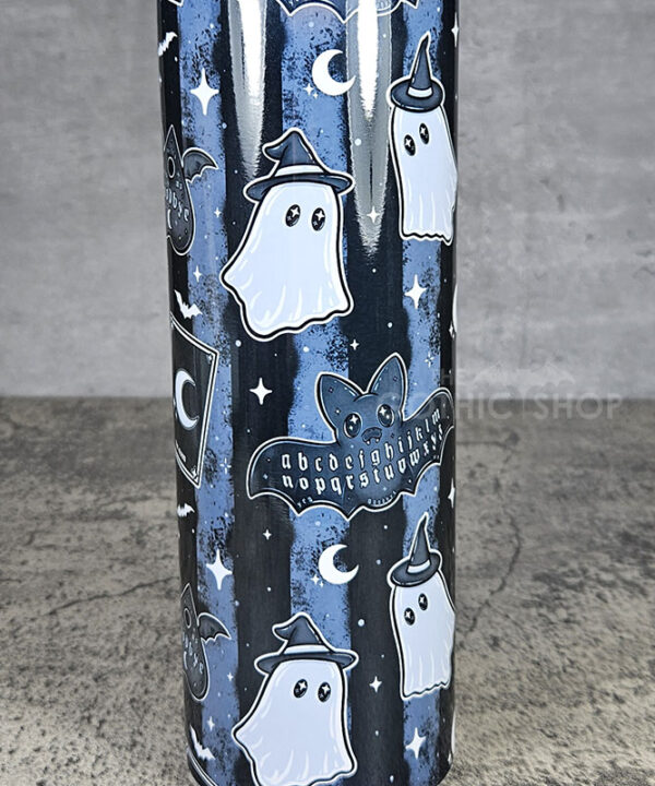 kawaii witchy ghosties ouija bats grey stripe gothic 20oz straight tumbler
