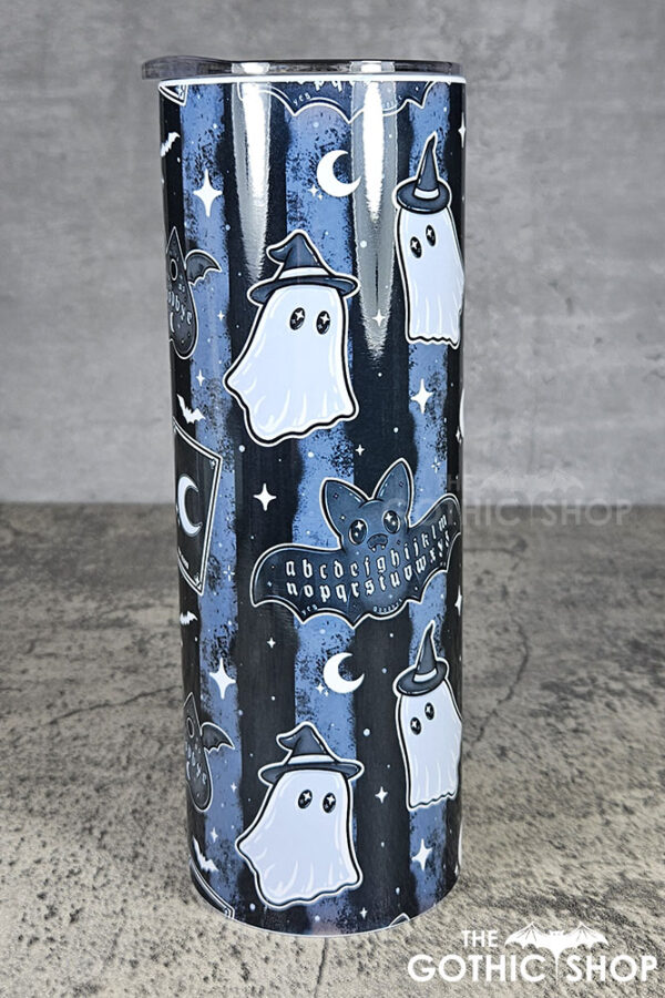 kawaii witchy ghosties ouija bats grey stripe gothic 20oz straight tumbler
