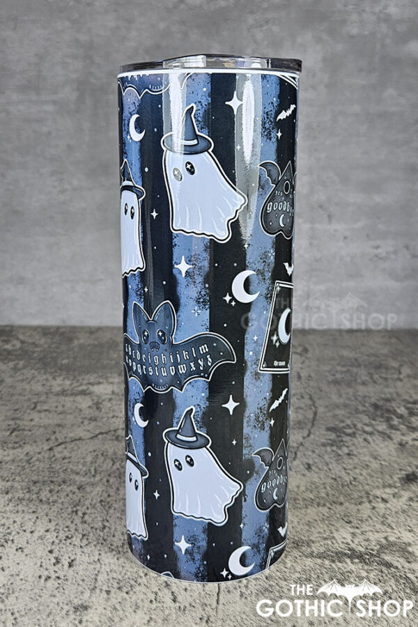 kawaii witchy ghosties ouija bats grey stripe gothic 20oz straight tumbler
