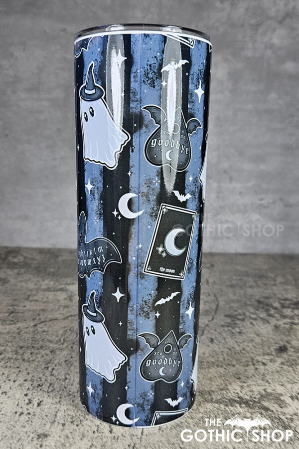 kawaii witchy ghosties ouija bats grey stripe gothic 20oz straight tumbler