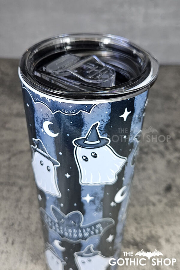 kawaii witchy ghosties ouija bats grey stripe gothic 20oz straight tumbler