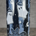 kawaii witchy ghosties ouija bats grey stripe gothic 20oz straight tumbler