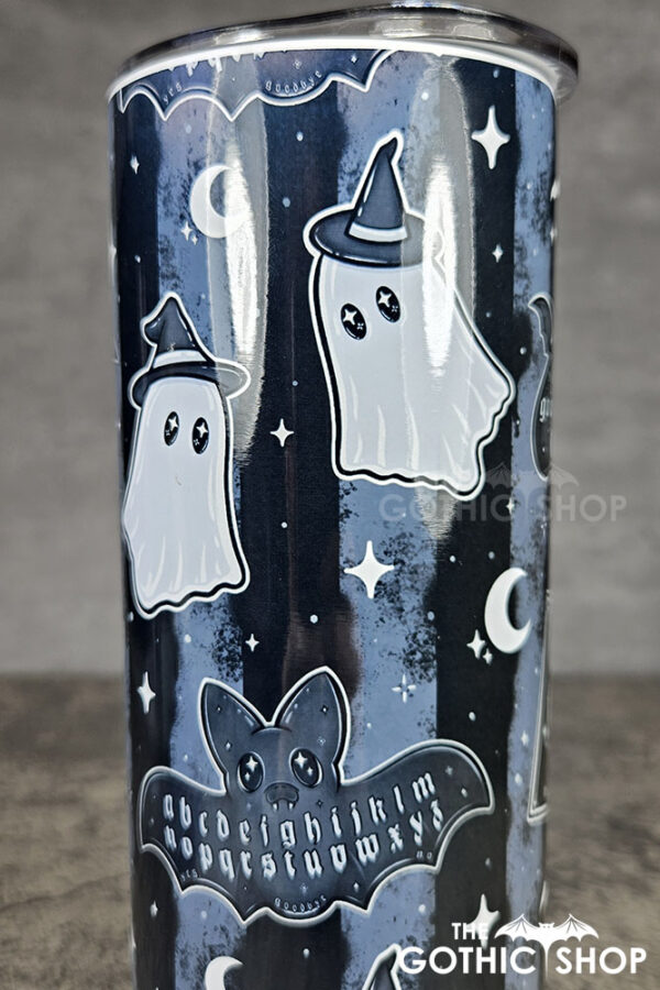 kawaii witchy ghosties ouija bats grey stripe gothic 20oz straight tumbler