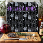 kawaii witchy ghosties ouija bats grey stripe glass chopping board or worktop protector