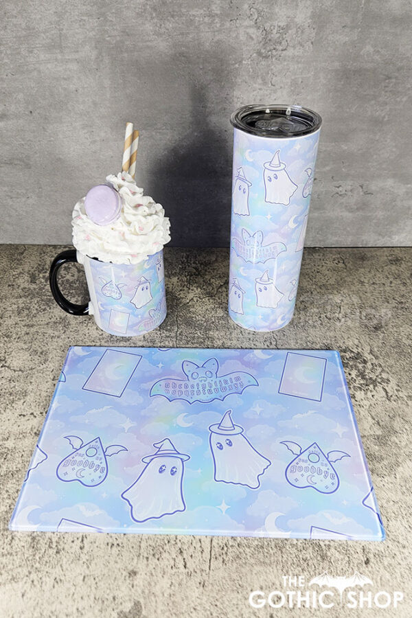 kawaii witchy ghosties ouija bats pastel pink blue gothic mug