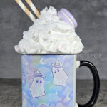 kawaii witchy ghosties ouija bats pastel pink blue gothic mug