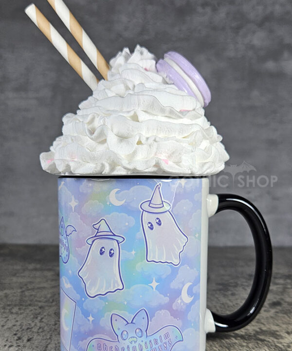 kawaii witchy ghosties ouija bats pastel pink blue gothic mug