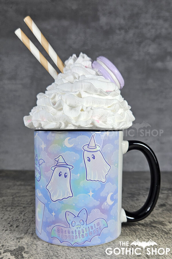 kawaii witchy ghosties ouija bats pastel pink blue gothic mug