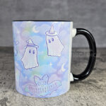 kawaii witchy ghosties ouija bats pastel pink blue gothic mug