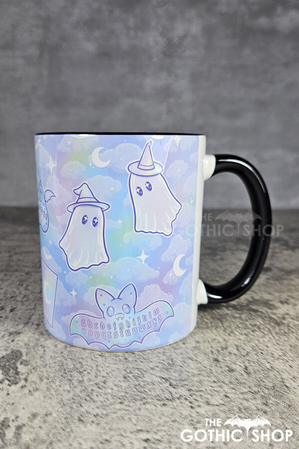 kawaii witchy ghosties ouija bats pastel pink blue gothic mug