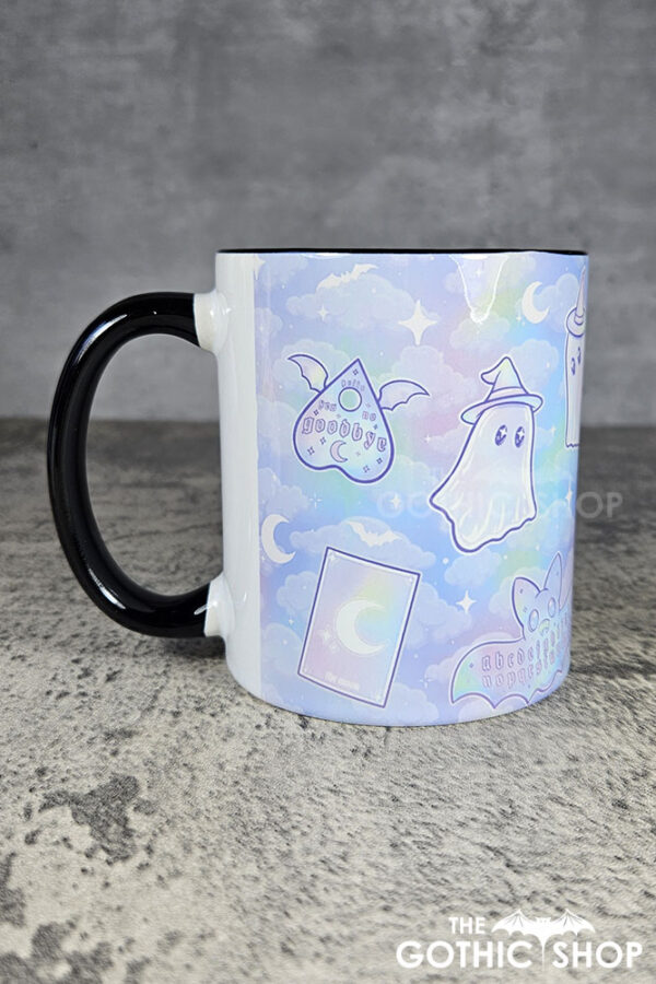 kawaii witchy ghosties ouija bats pastel pink blue gothic mug