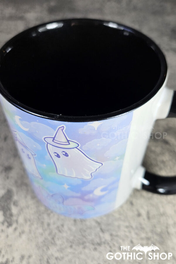 kawaii witchy ghosties ouija bats pastel pink blue gothic mug