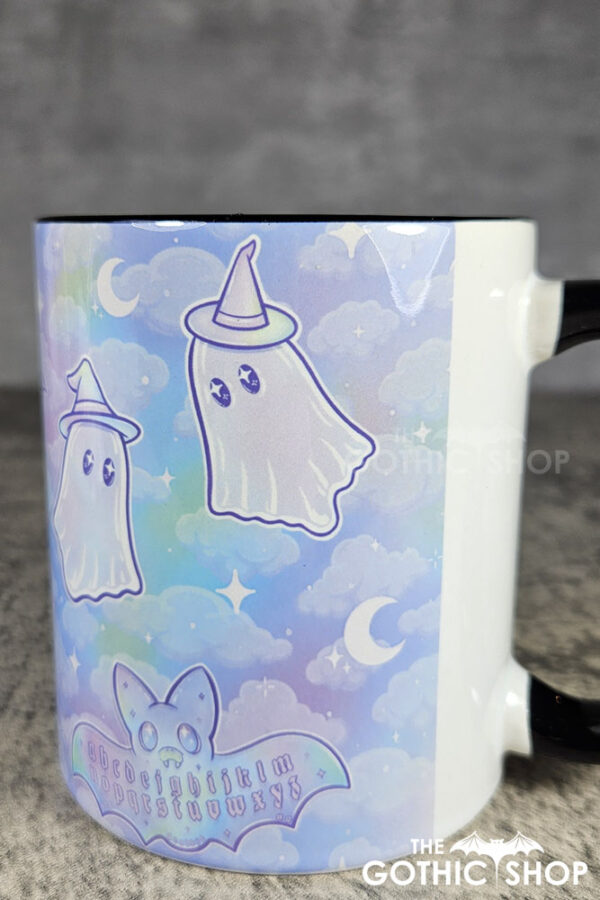 kawaii witchy ghosties ouija bats pastel pink blue gothic mug