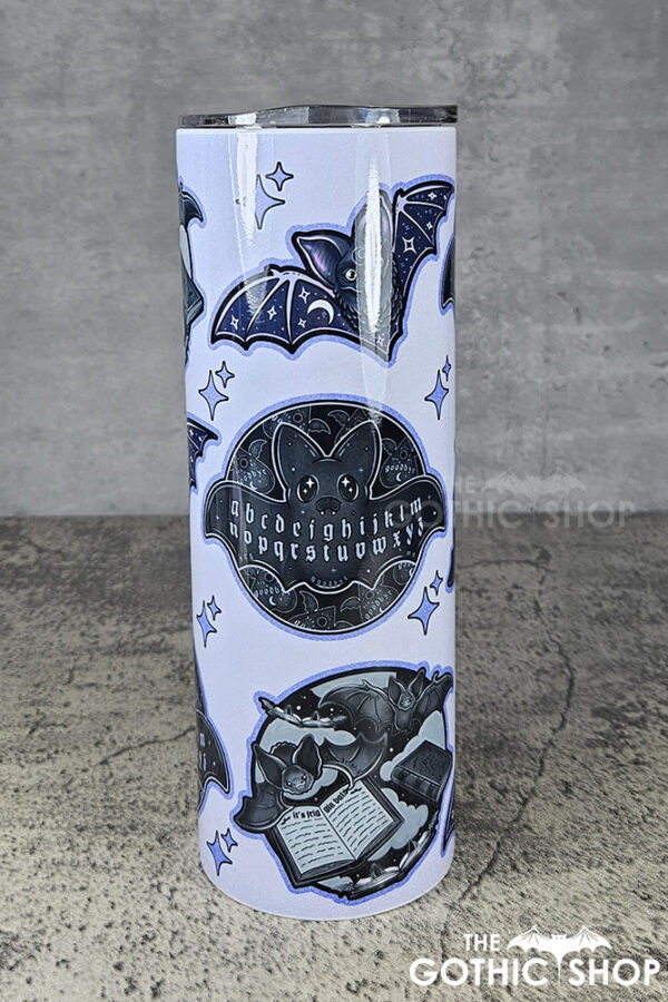 friggin bats & books & ouija bats light purple gothic 20oz straight tumbler