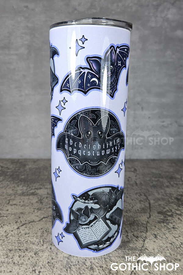 friggin bats & books & ouija bats light purple gothic 20oz straight tumbler