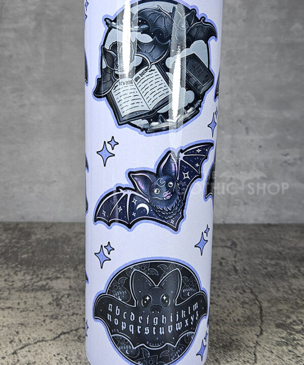 friggin bats & books & ouija bats light purple gothic 20oz straight tumbler