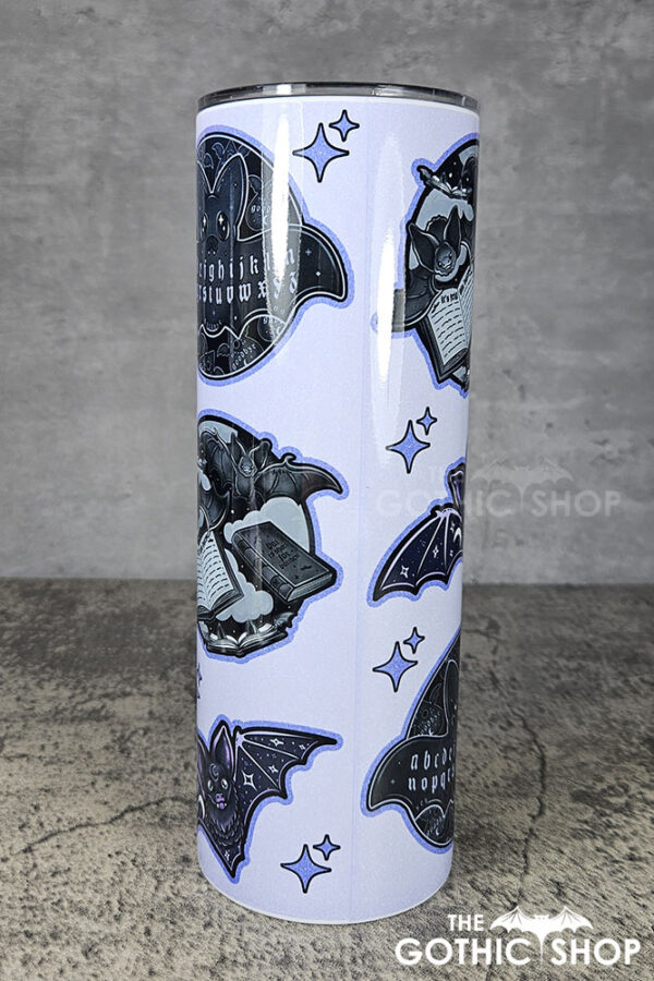 friggin bats & books & ouija bats light purple gothic 20oz straight tumbler