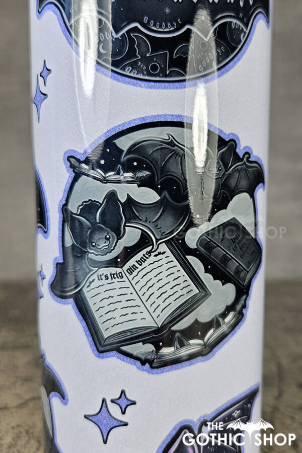 friggin bats & books & ouija bats light purple gothic 20oz straight tumbler