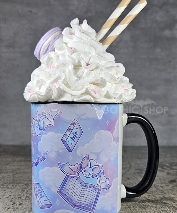 friggin bats & books pastel pink blue gothic print