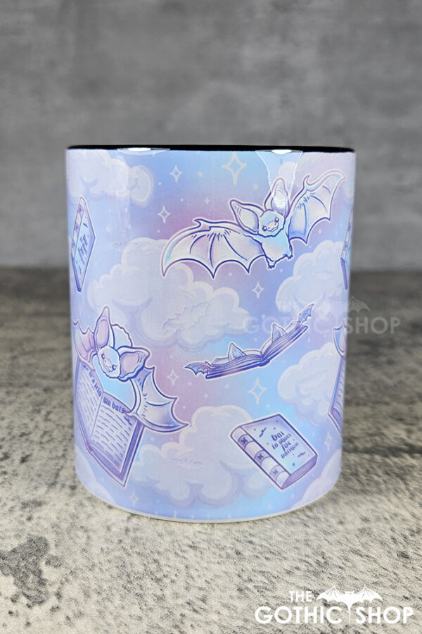 friggin bats & books pastel pink blue gothic print